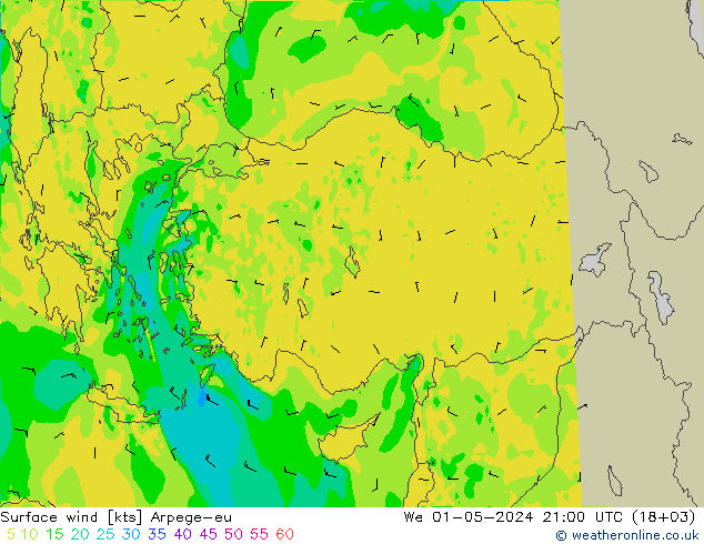 Surface wind Arpege-eu We 01.05.2024 21 UTC