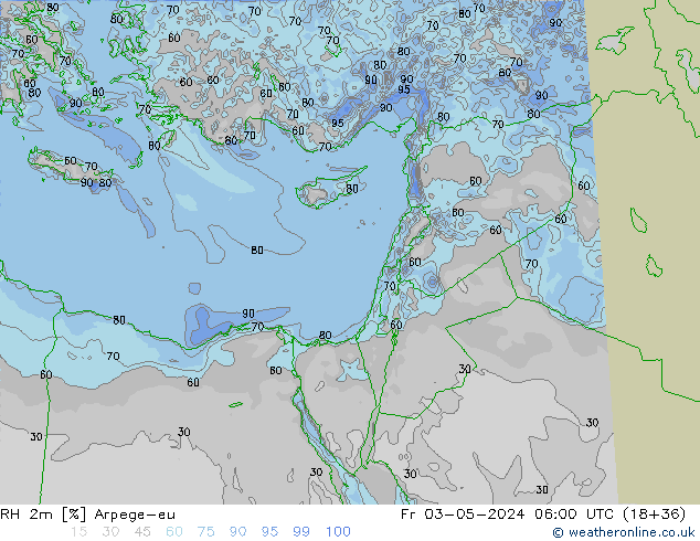 RH 2m Arpege-eu Fr 03.05.2024 06 UTC