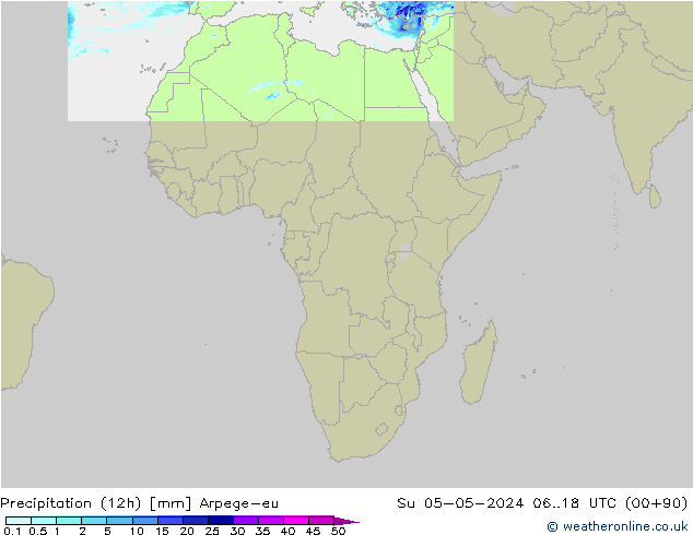 Precipitation (12h) Arpege-eu Su 05.05.2024 18 UTC