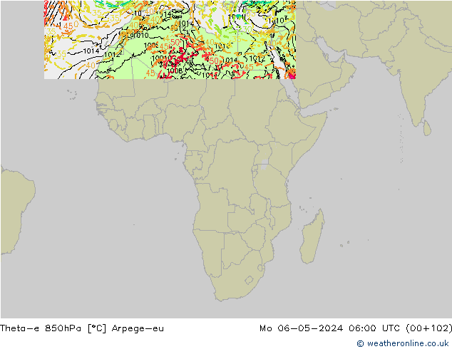 Theta-e 850hPa Arpege-eu Seg 06.05.2024 06 UTC