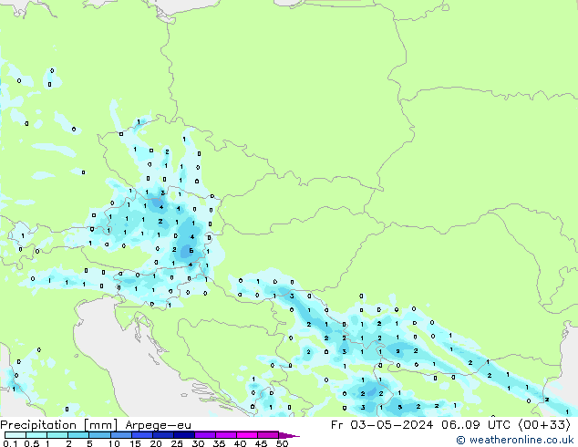 Precipitación Arpege-eu vie 03.05.2024 09 UTC