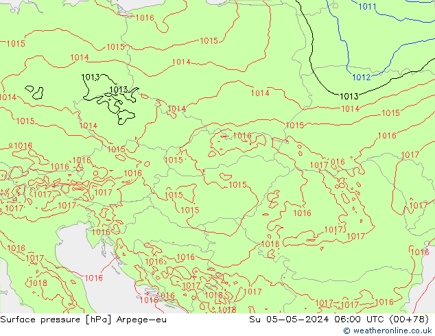 pressão do solo Arpege-eu Dom 05.05.2024 06 UTC