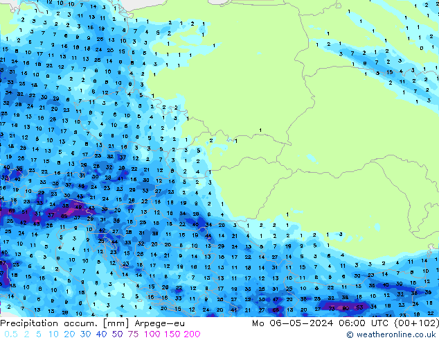 Nied. akkumuliert Arpege-eu Mo 06.05.2024 06 UTC