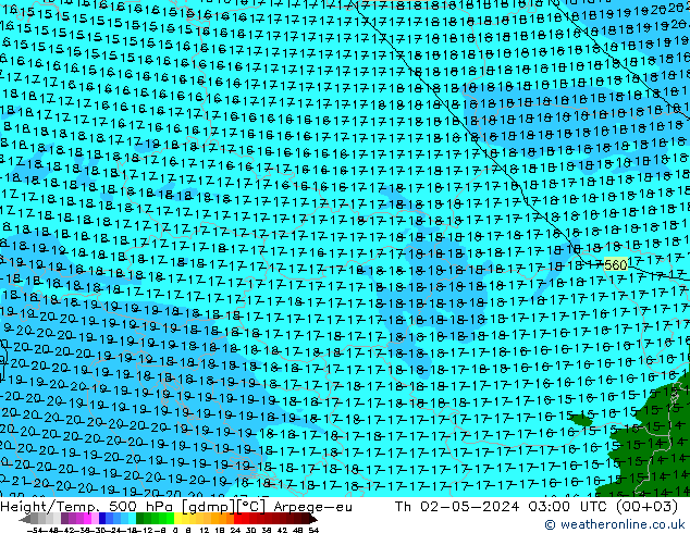 Hoogte/Temp. 500 hPa Arpege-eu do 02.05.2024 03 UTC