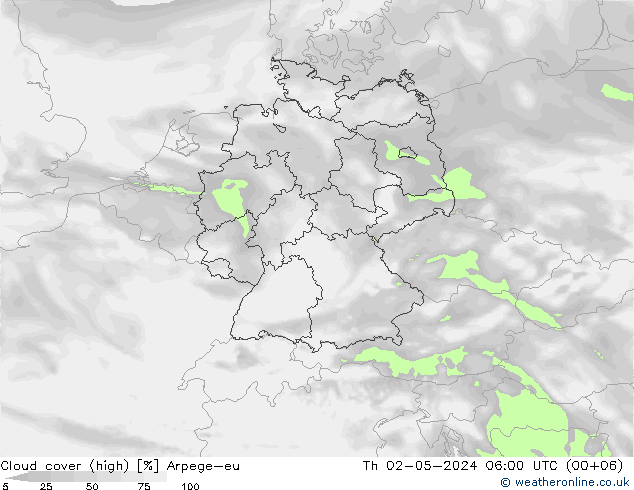 Nubes altas Arpege-eu jue 02.05.2024 06 UTC