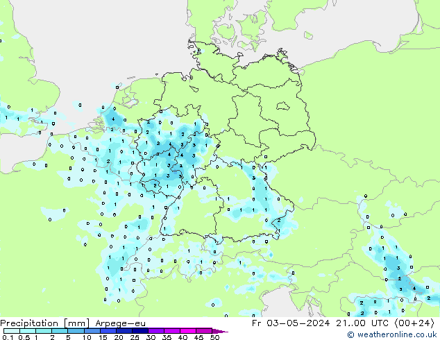 降水 Arpege-eu 星期五 03.05.2024 00 UTC