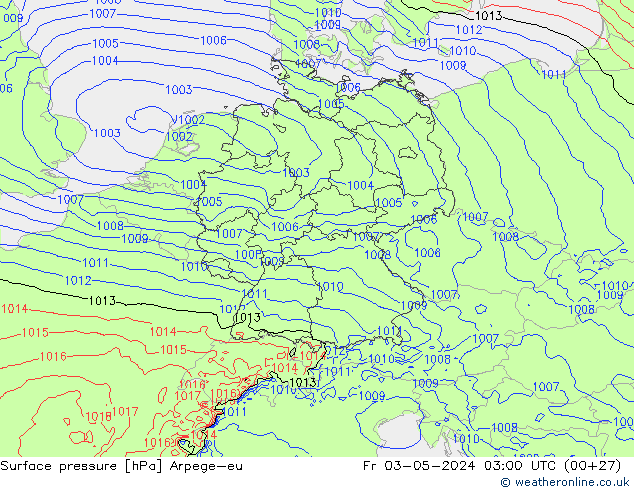 Luchtdruk (Grond) Arpege-eu vr 03.05.2024 03 UTC