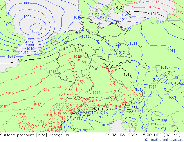 Surface pressure Arpege-eu Fr 03.05.2024 18 UTC