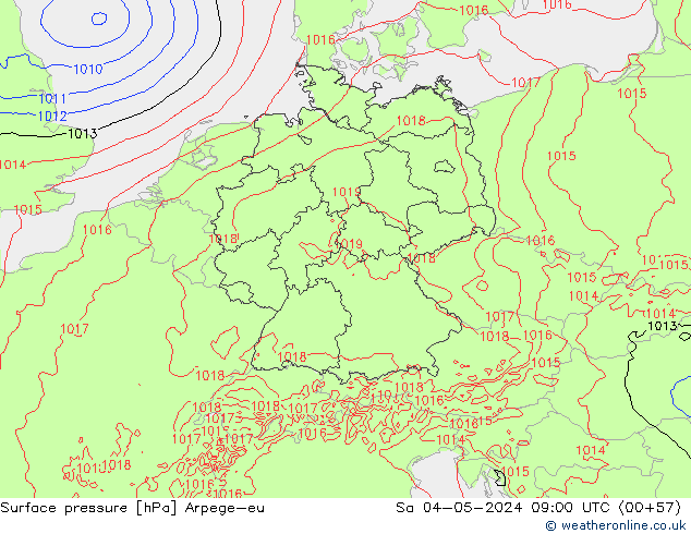 Surface pressure Arpege-eu Sa 04.05.2024 09 UTC