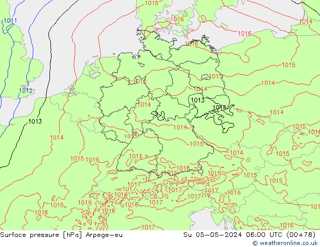 Surface pressure Arpege-eu Su 05.05.2024 06 UTC