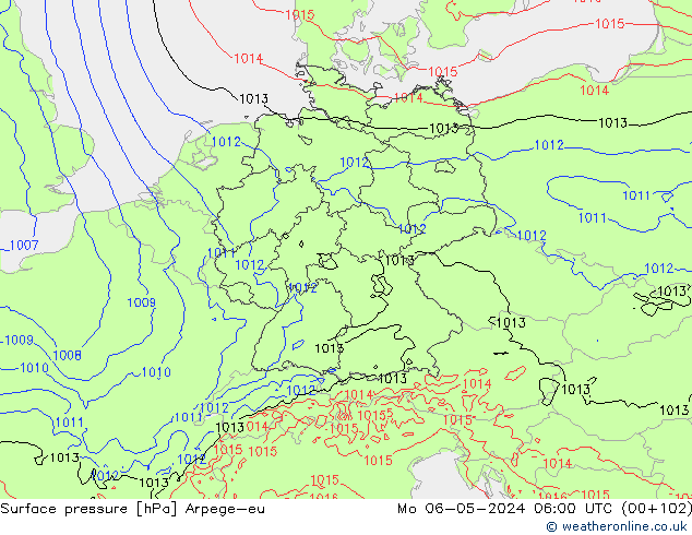 pressão do solo Arpege-eu Seg 06.05.2024 06 UTC