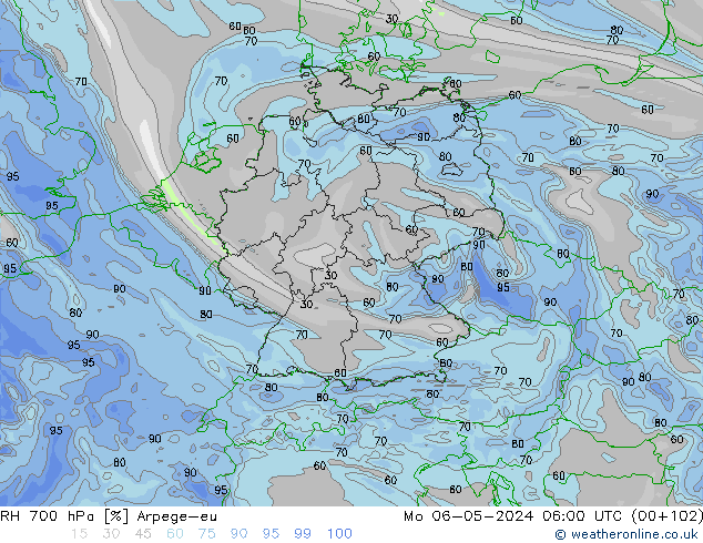 700 hPa Nispi Nem Arpege-eu Pzt 06.05.2024 06 UTC