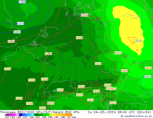 Thck 850-1000 hPa Arpege-eu Sáb 04.05.2024 06 UTC