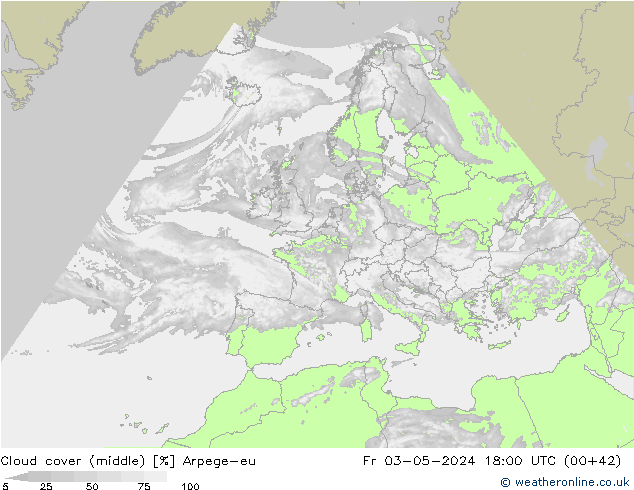 Nuages (moyen) Arpege-eu ven 03.05.2024 18 UTC