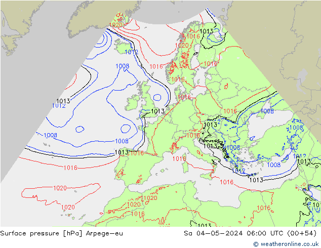 Surface pressure Arpege-eu Sa 04.05.2024 06 UTC