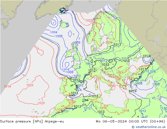 Presión superficial Arpege-eu lun 06.05.2024 00 UTC