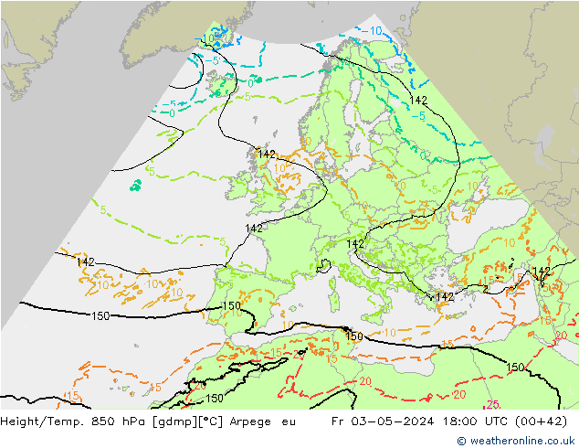 Height/Temp. 850 hPa Arpege-eu Fr 03.05.2024 18 UTC