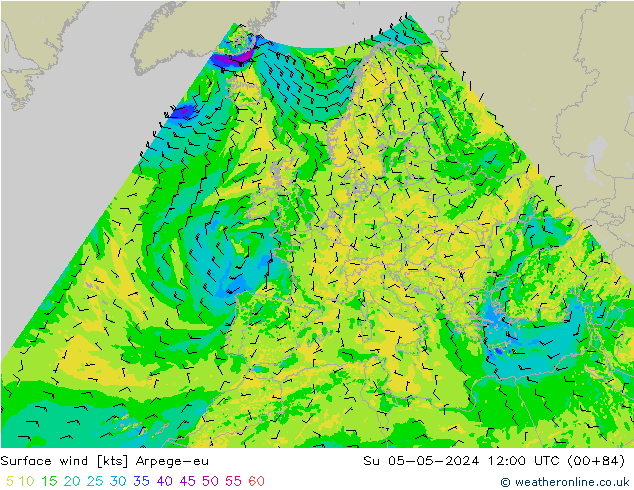 Bodenwind Arpege-eu So 05.05.2024 12 UTC