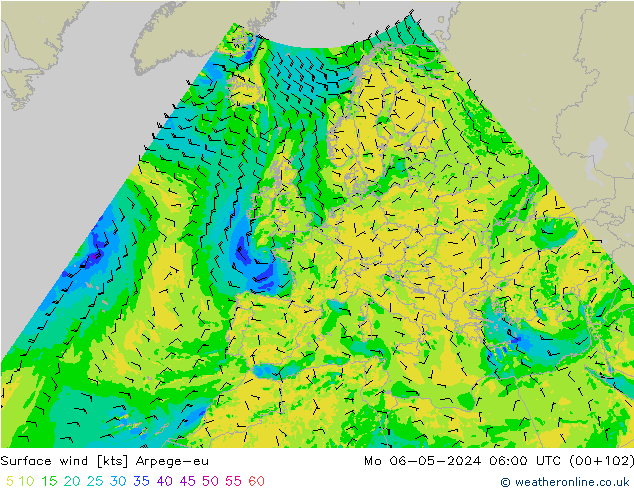 Rüzgar 10 m Arpege-eu Pzt 06.05.2024 06 UTC