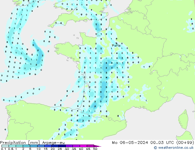 Yağış Arpege-eu Pzt 06.05.2024 03 UTC