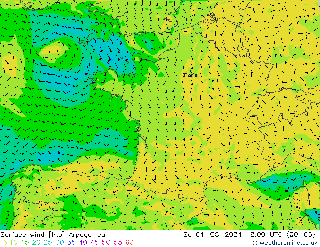 Surface wind Arpege-eu So 04.05.2024 18 UTC