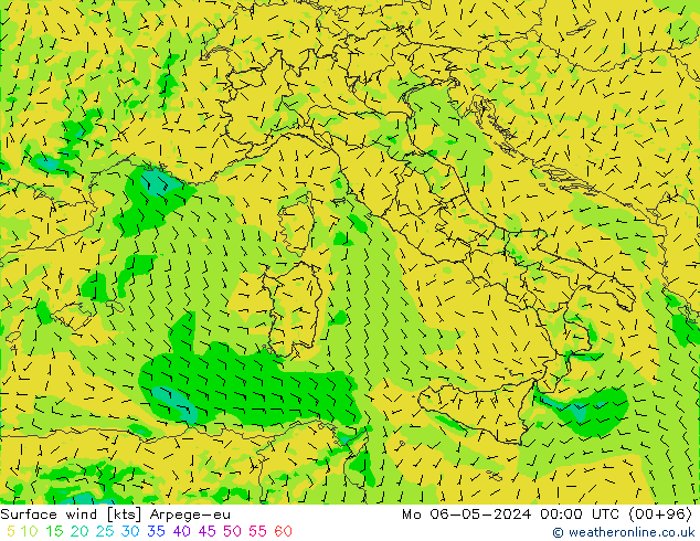 Surface wind Arpege-eu Po 06.05.2024 00 UTC