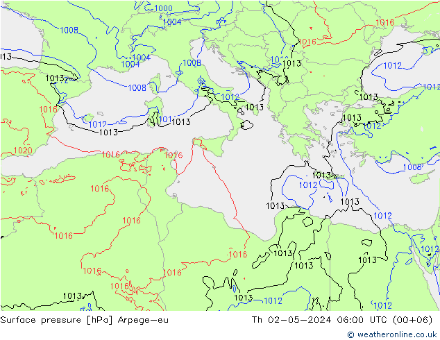 Yer basıncı Arpege-eu Per 02.05.2024 06 UTC