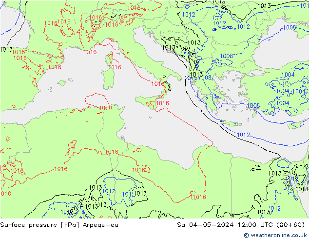 Yer basıncı Arpege-eu Cts 04.05.2024 12 UTC