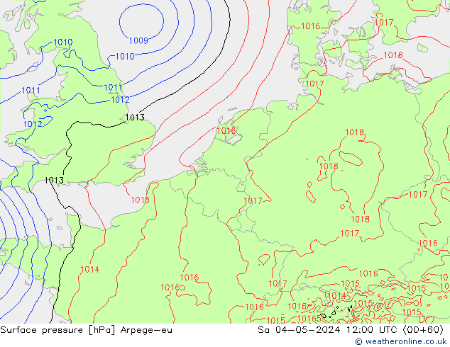 Bodendruck Arpege-eu Sa 04.05.2024 12 UTC