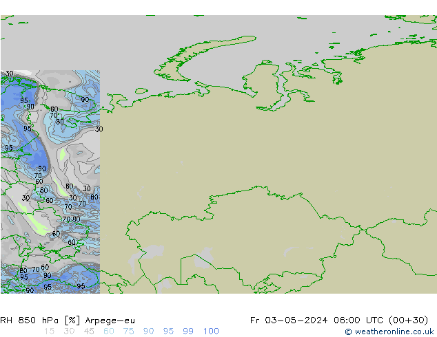 RV 850 hPa Arpege-eu vr 03.05.2024 06 UTC