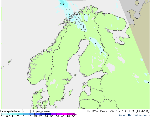 Precipitazione Arpege-eu gio 02.05.2024 18 UTC