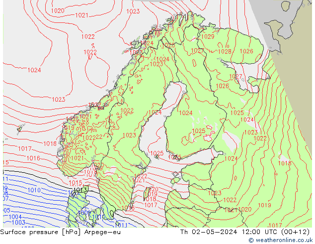 Bodendruck Arpege-eu Do 02.05.2024 12 UTC