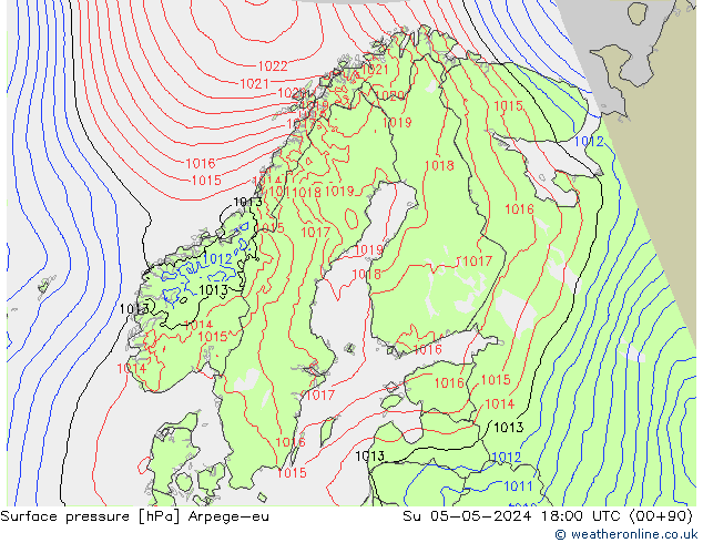 pression de l'air Arpege-eu dim 05.05.2024 18 UTC