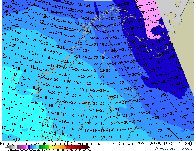 Height/Temp. 500 hPa Arpege-eu Fr 03.05.2024 00 UTC