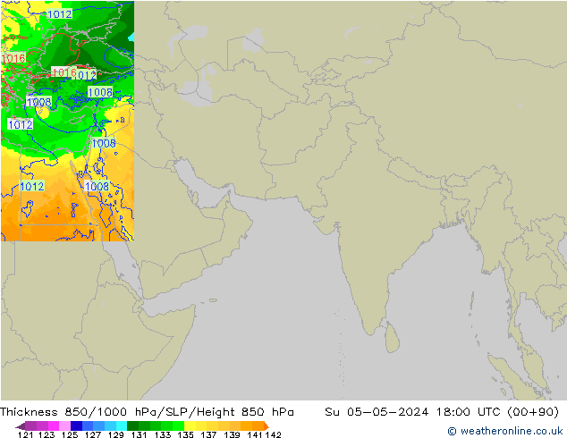 850-1000 hPa Kalınlığı Arpege-eu Paz 05.05.2024 18 UTC