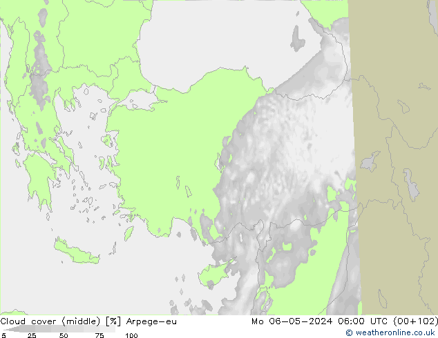 Nubes medias Arpege-eu lun 06.05.2024 06 UTC
