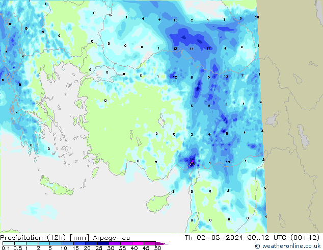 Yağış (12h) Arpege-eu Per 02.05.2024 12 UTC
