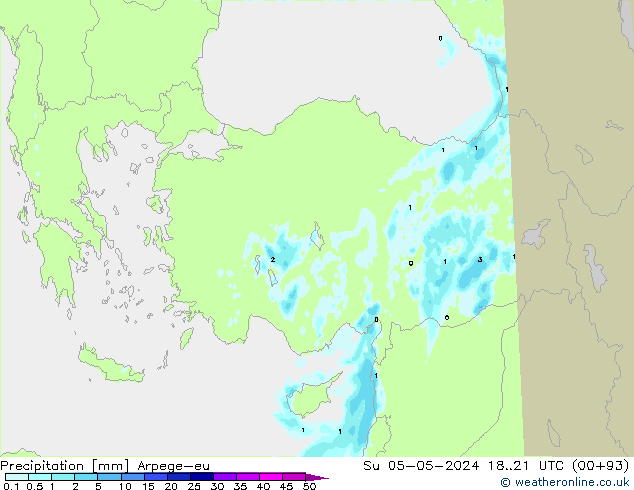 Precipitation Arpege-eu Su 05.05.2024 21 UTC