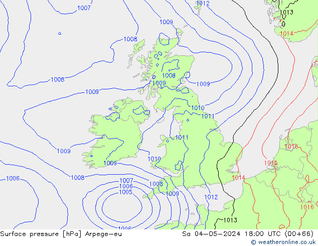 Surface pressure Arpege-eu Sa 04.05.2024 18 UTC