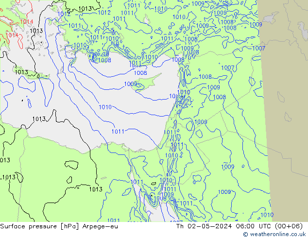 Surface pressure Arpege-eu Th 02.05.2024 06 UTC