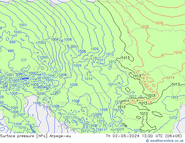 Surface pressure Arpege-eu Th 02.05.2024 12 UTC