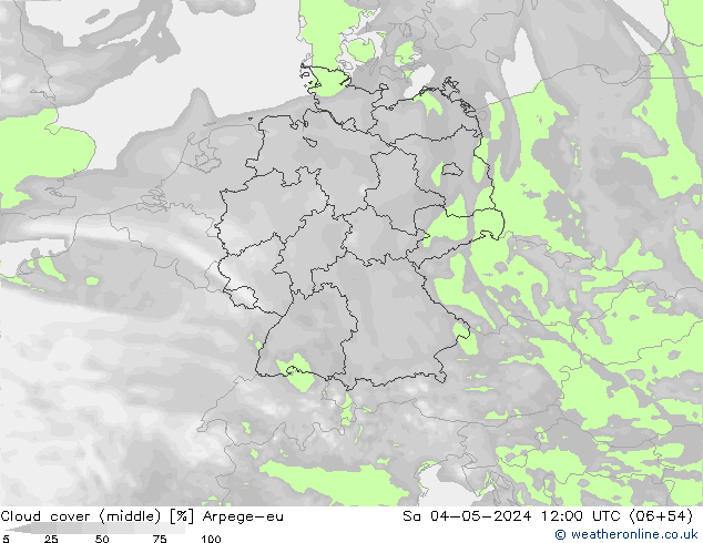 Nuages (moyen) Arpege-eu sam 04.05.2024 12 UTC