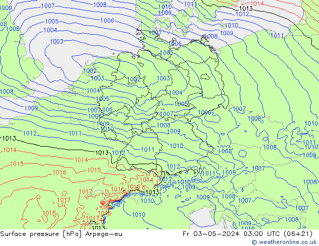 Yer basıncı Arpege-eu Cu 03.05.2024 03 UTC