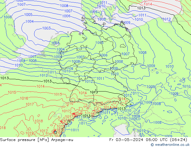Surface pressure Arpege-eu Fr 03.05.2024 06 UTC