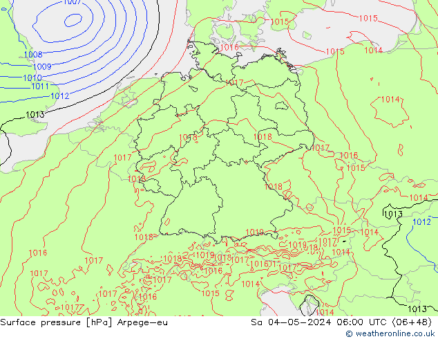 Surface pressure Arpege-eu Sa 04.05.2024 06 UTC