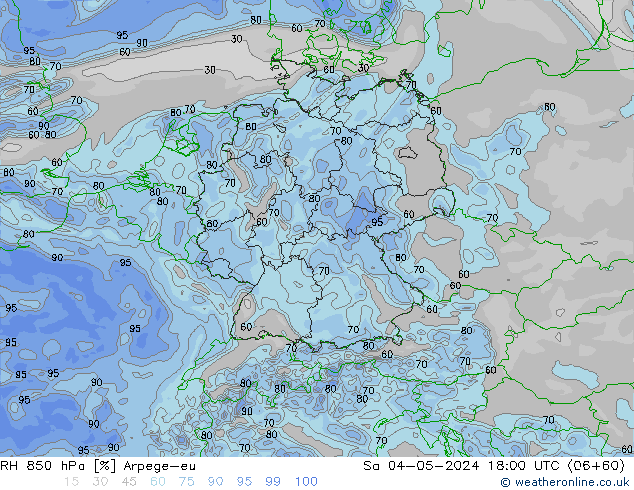 RH 850 hPa Arpege-eu so. 04.05.2024 18 UTC