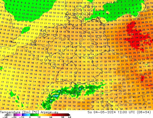 Sıcaklık Haritası (2m) Arpege-eu Cts 04.05.2024 12 UTC
