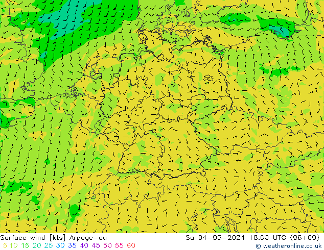 Surface wind Arpege-eu Sa 04.05.2024 18 UTC