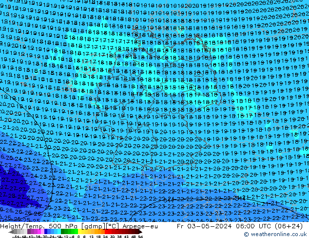 Height/Temp. 500 hPa Arpege-eu Fr 03.05.2024 06 UTC