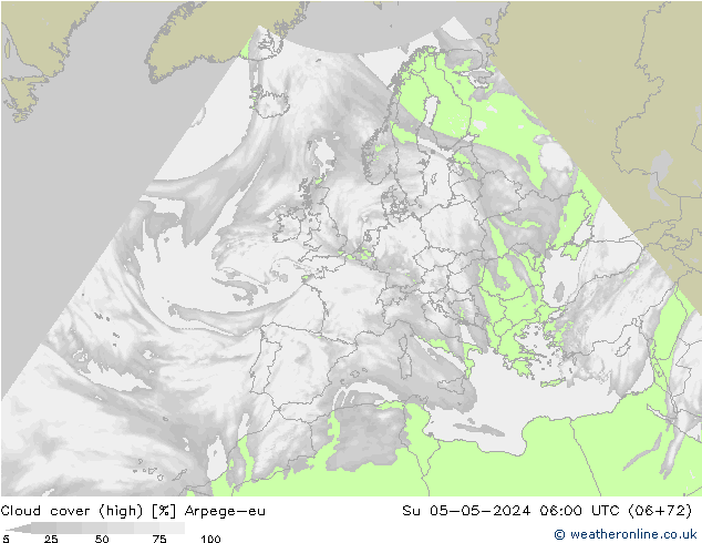 Bulutlar (yüksek) Arpege-eu Paz 05.05.2024 06 UTC